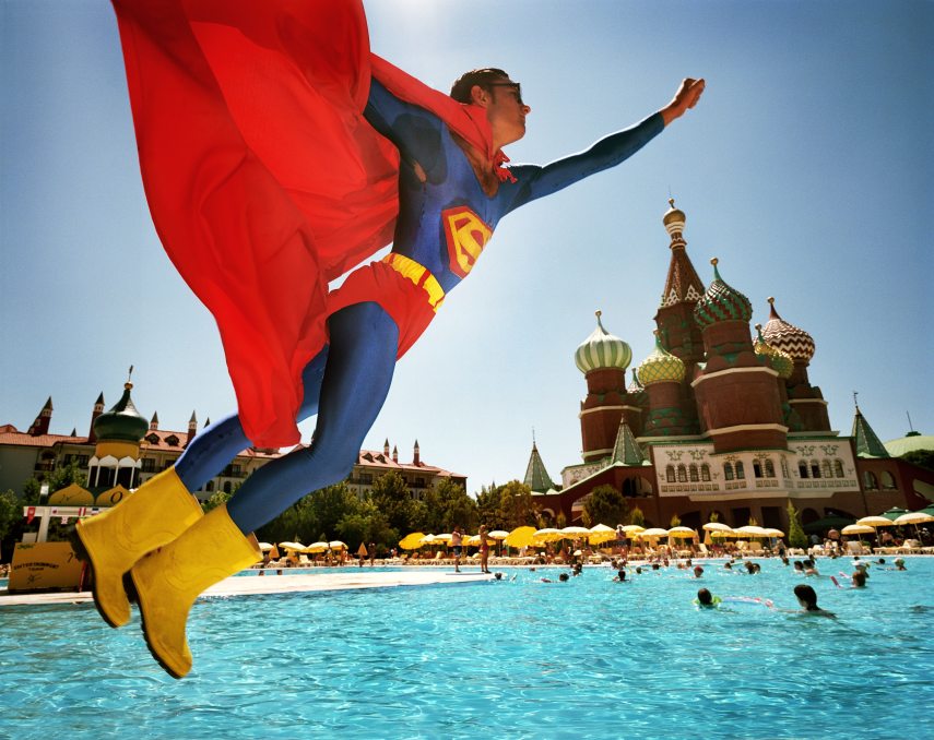 Turkey; Antalya; Lara Beach; World of Wonders, Kremlin Palace; Animator dressed as Superman

©  Reiner Riedler / Anzenberger