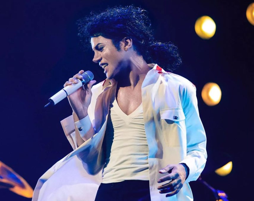 Jaafar Jackson a Michael című életrajzi filben, Michael Jackson szerepében. Fotó: Kevin Mazur