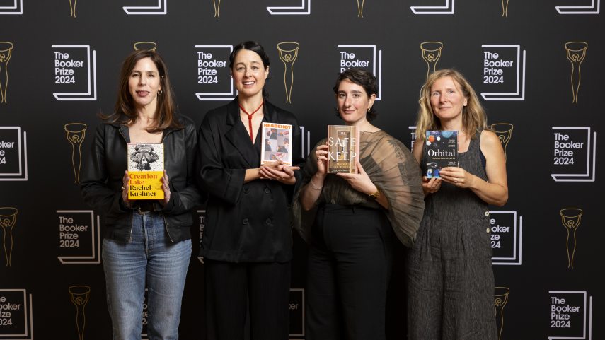 left-right Rachel Kushner, author of Creation Lake, (shortlisted), Rita Bullwinkel, author of Headshot, (longlisted), Yael van der Wouden, author of The Safe Keep, (shortlisted) and Samantha Harvey, author of Orbital (shortlisted)  for the Booker Prize 2024, at the shortlist announcement at Somerset House’s Portico Rooms, London