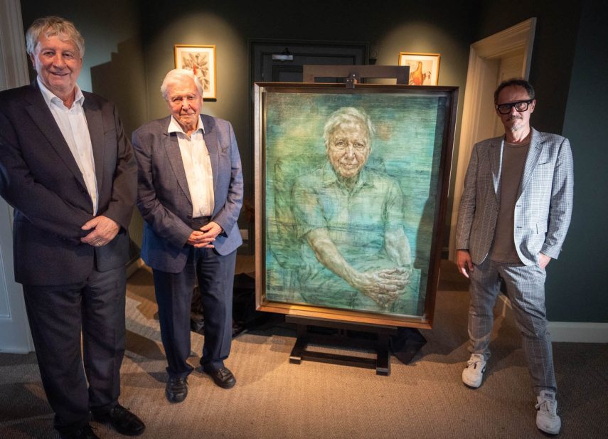 (left to right) Royal Society President Adrian Smith, Sir David Attenborough and Jonathan Yeo during the unveiling of a portrait of the broadcaster and conservationist painted by the artist at a private ceremony at the Royal Society in London. Picture date: Tuesday June 25, 2024.,Image: 884618252, License: Rights-managed, Restrictions: , Model Release: no, Credit line: James Manning / PA Images / Profimedia