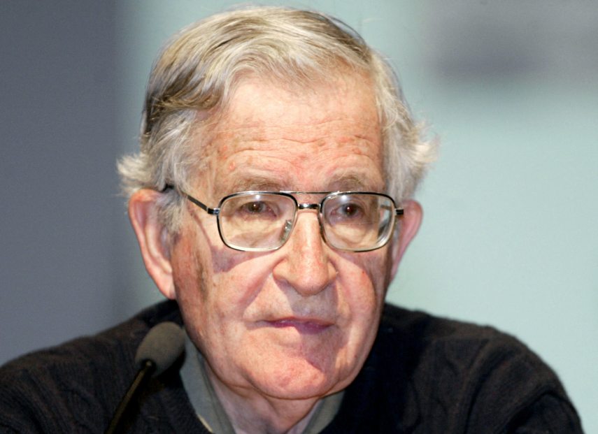 US linguist and political activist Noam Chomsky addresses a conference intitled "Europe-Israel-Palestine" organised by the University of Leipzig 28 March 2005. AFP PHOTO DDP/SEBASTIAN WILLNOW GERMANY OUT
SEBASTIAN WILLNOW / DDP / ddp images/AFP