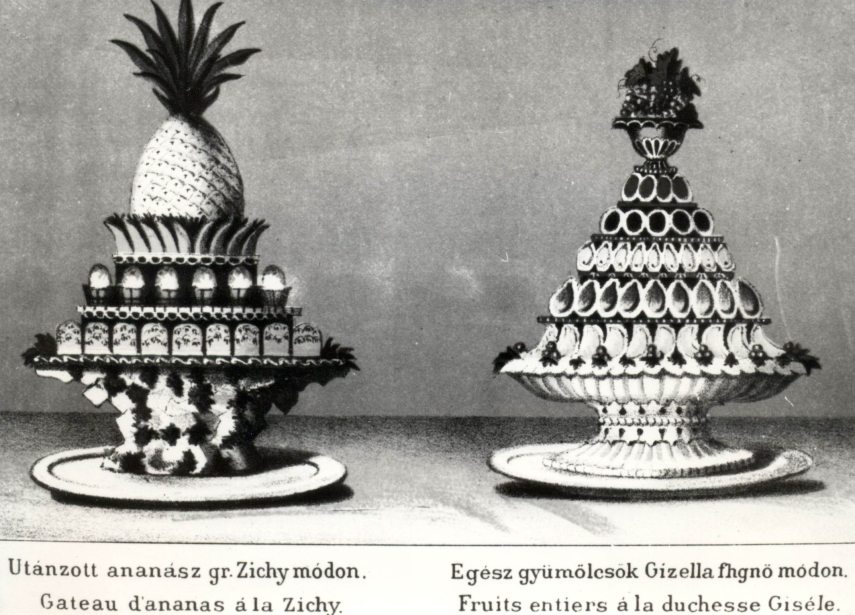 Illusztráció Dobos C. József: Magyar-francia szakácskönyvéből. Forrás: MNMKK – Magyar Kereskedelmi és Vendéglátóipari Múzeum