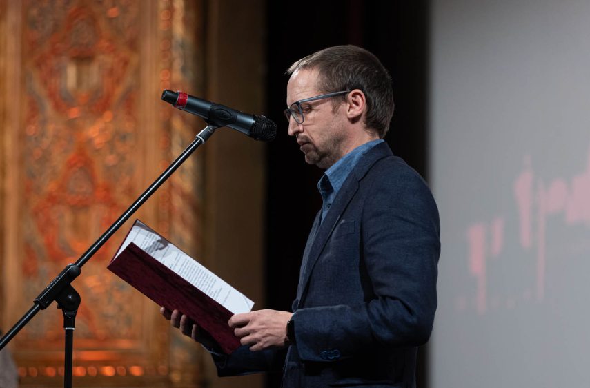 Demeter Szilárd, a Magyar Kultúráért Alapítvány kuratóriumi elnöke, a Magyar Nemzeti Múzeum Közgyűjteményi központ elnöke a filmbemutatón. Fotó: Csákvári Zsigmond / Kultúra.hu