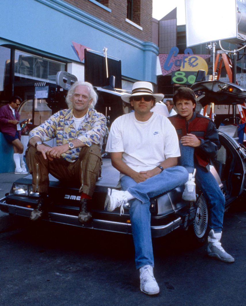 Back to the Future Part II 
Year : 1989 USA
Director : Robert Zemeckis
Christopher Lloyd, Robert Zemeckis, Michael J.Fox 

Shooting picture.
It is forbidden to reproduce the photograph out of context of the promotion of the film. It must be credited to the Film Company and/or the photographer assigned by or authorized by/allowed on the set by the Film Company. Restricted to Editorial Use. Photo12 does not grant publicity rights of the persons represented. (Photo by 7e Art/Universal Pictures / Photo12 via AFP)