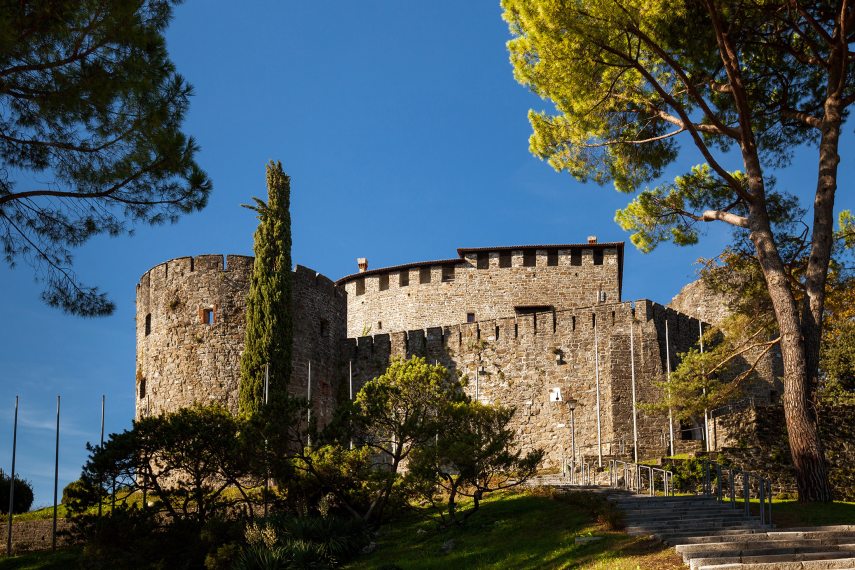 Gorizia, Friuli, Italy - November 14, 2011:Gorizia castle on the top of the hill (Gorica means hill) that dominates the newer part of the city. 