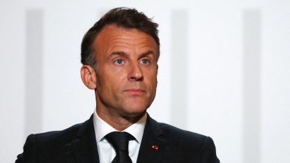 Emmanuel Macron. Fotó Sarah Meyssonnier AFP.jpg