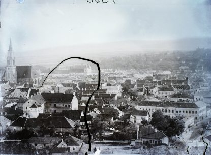 Kolozsvár. Látkép a Fellegvárból, balra a Szent Mihály-templom. Fotó: Fortepan / Magyar Földrajzi Múzeum / Erdélyi Mór cége