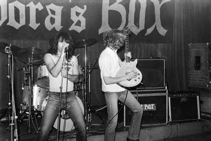 Varga Miklós és Bencsik Sándor, a P. Box együttes tagjai 1984-ben. Fotó: Hidas Gyula / Fortepan