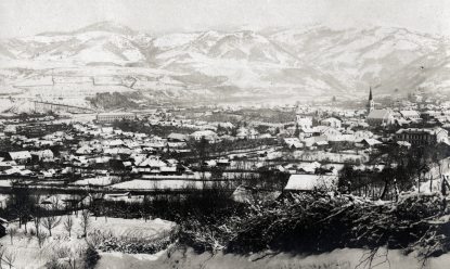 Románia, Erdély, Felsővisó jobbra a Szent Anna-templom 1915-ben. Fotó: Fortepan / Vízkelety László