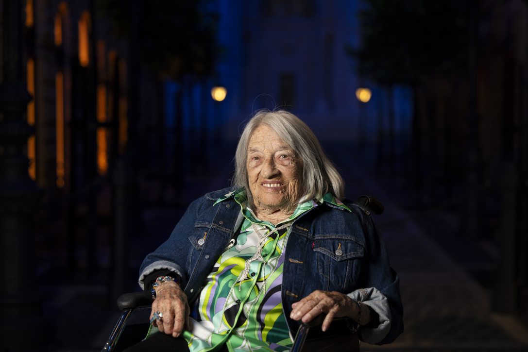 Keleti Ágnes ötszörös olimpiai bajnok tornász, a Nemzet Sportolója 2024-ben. Fotó: Hegedüs Róbert / MTI