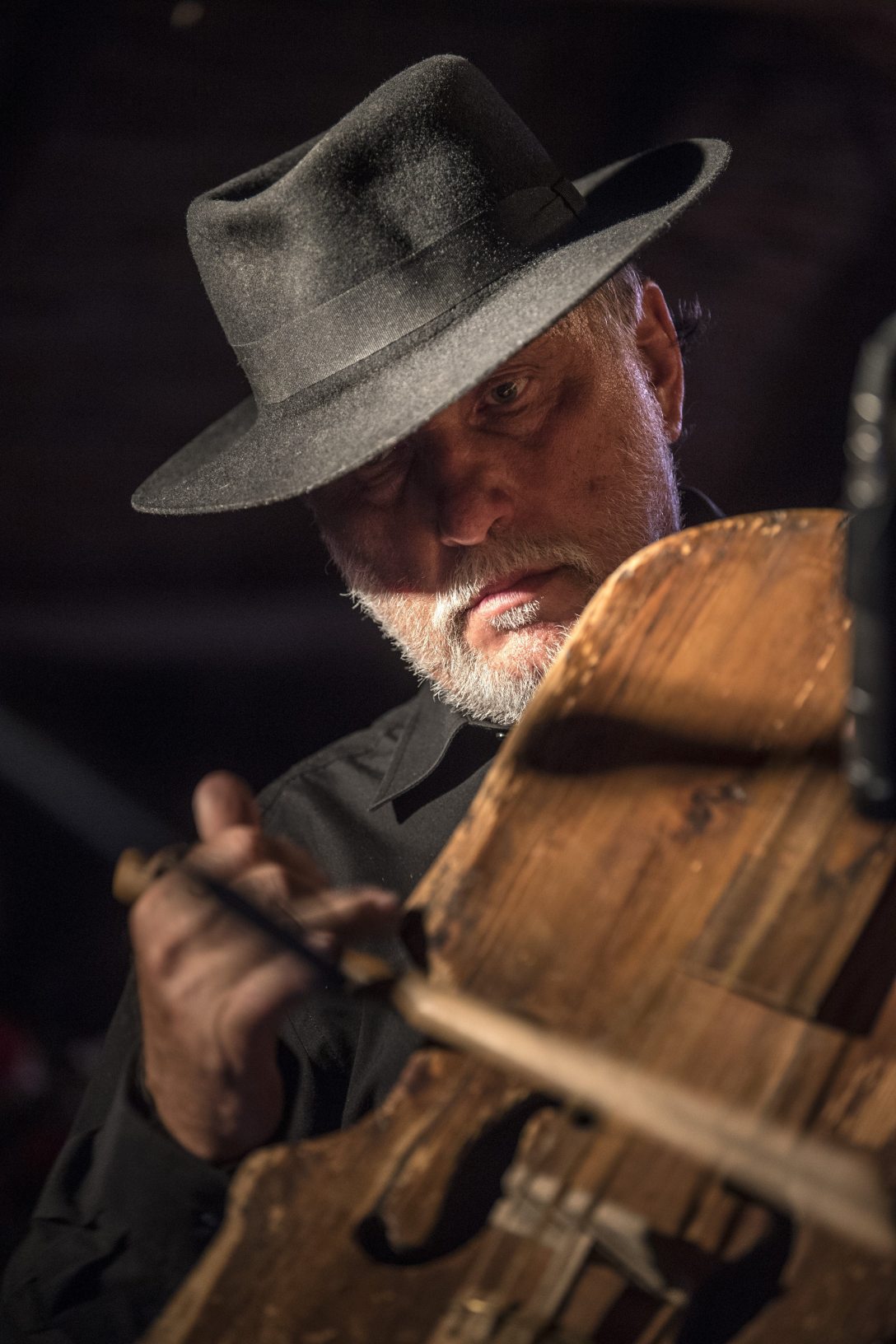 Hamar Dániel bőgős a Muzsikás együttes koncertjén Kapolcson, a 27. Művészetek Völgye kulturális fesztiválon 2017. július 22-én. Fotó: MTI/Szigetváry Zsolt