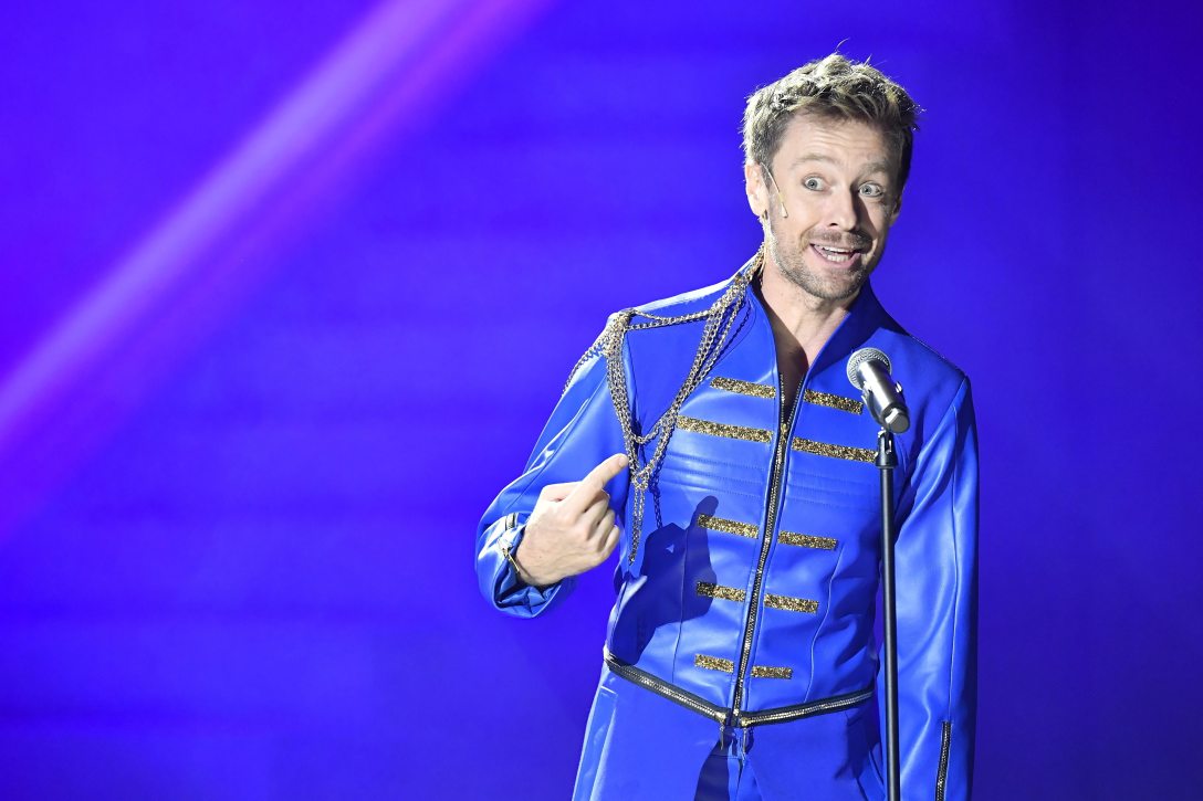 Száraz Dénes a hadügyminiszter szerepében a Szabadakarat című koncertszínházi előadás főpróbáján a fővárosi Erkel Színházban 2023. október 20-án. Fotó: Lakatos Péter / MTI