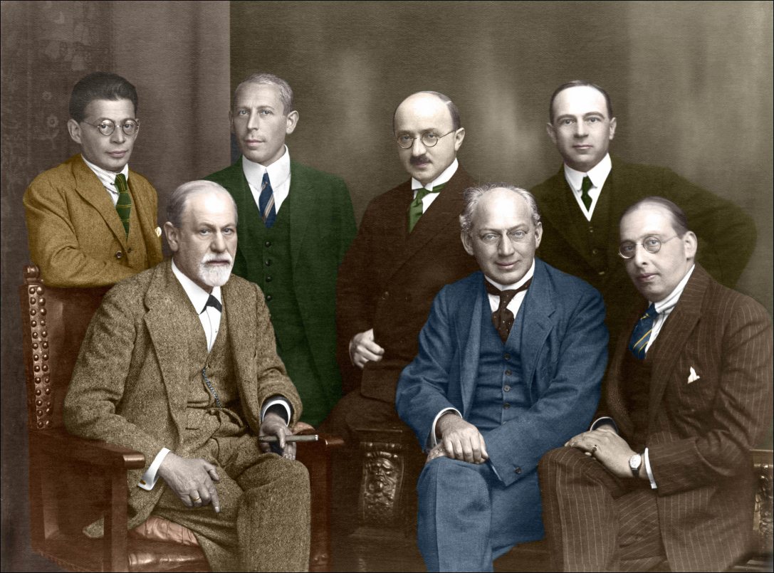 Sigmund Freud és a Titkos Bizottság tagjai: Ernest Jones, Sándor Ferenczi, Otto Rank, Max Eitingon, Karl Abraham és Sachs, 1922. Bianchetti Stefano / Bridgeman Images/AFP