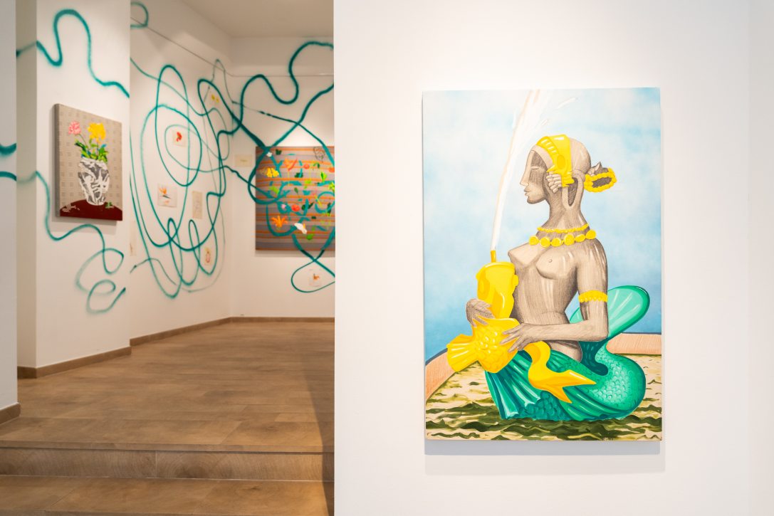 Bencs Dániel „Esőtánc” című kiállítása a budapesti Kahán Art Space-ben. Fotó: Csiki Vivien / Kultúra.hu